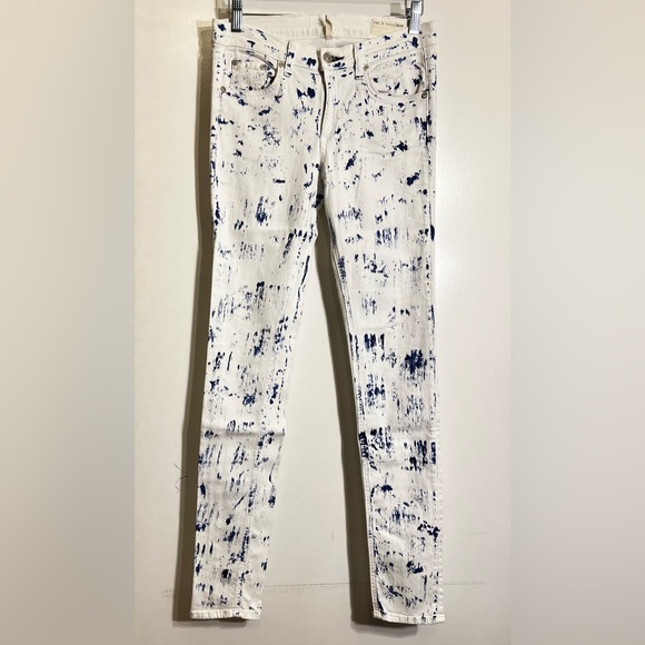 rag & bone | Jeans | Rag Bone White And Blue Paint Splatter Skinny ...